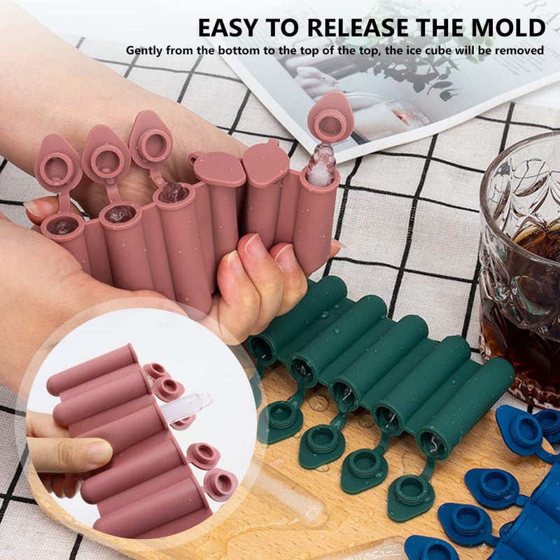 Yitexin 4Colors Mini Ice Cube Stick Tray with Lid, Silicone Ice Tube Making Trays, Ice Cube Molds for Sports and Water Bottles, Easy Push and Pop Out Water Bottle Ice Stick Mold (4Colors) - Image 4